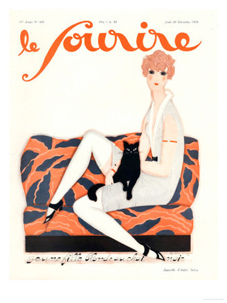 Le Sourire, Glamour Art Deco Pets Cats Womens Magazine, France, 1928